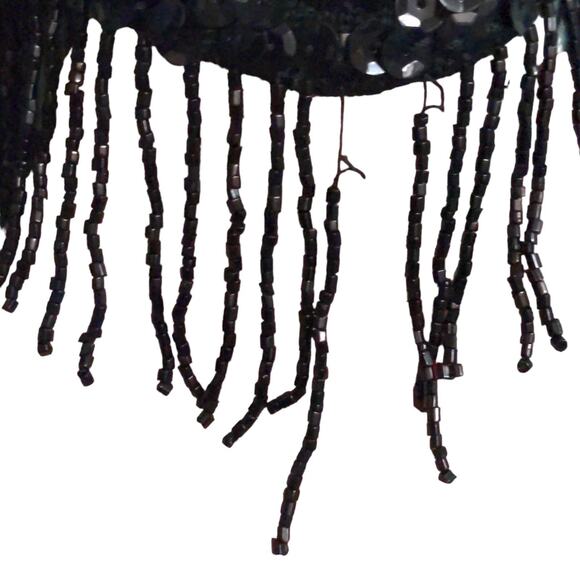 Sovereign Vintage Black Sleeveless Tank Fringe Sequined Lambswool Angora 36 - Picture 8 of 8